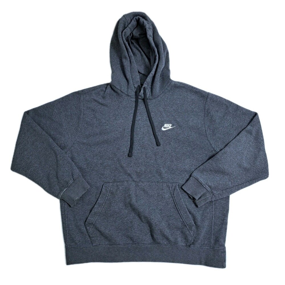 Nike Sportswear Men's Large Hoodie Pullover Fleece Sweatshirt Gray Basic Gym Run